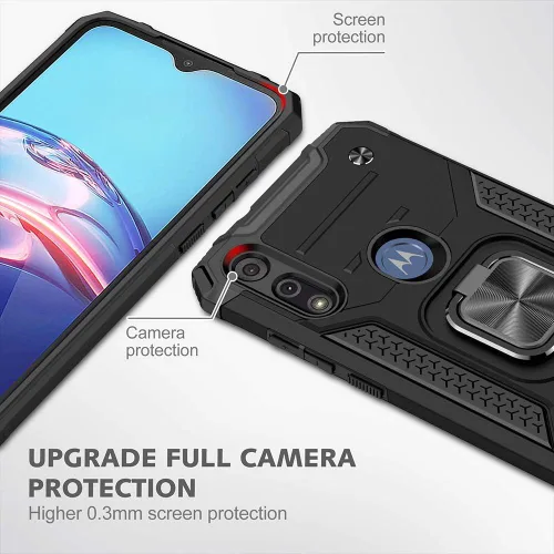 Miniatura 3 de HNHYGETE Funda para teléfono Moto E, Motorola E con protector de pantalla HD, a prueba de golpes, resistente a los golpes, con anillo de rotación
