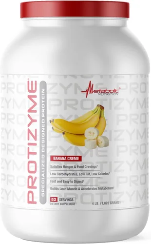 Metabolic Nutrition, Protizyme, 100% proteína de suero en polvo, alto en proteínas, bajo en carbohidratos, proteína de suero baja en grasa, enzimas