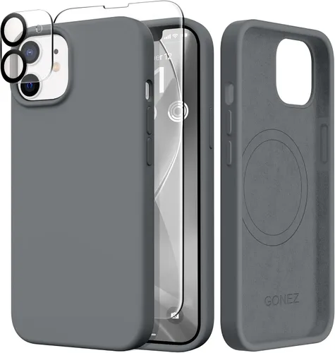 Miniatura 147 de GONEZ Funda de silicona para iPhone 14 Pro Max, compatible con MagSafe, con protector de pantalla + protector de lente de cámara, silicona líquida a