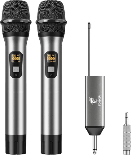 Miniatura 11 de Micrófono inalámbrico TONOR, sistema de micrófono de mano inalámbrico de metal UHF con receptor recargable, para karaoke, canto, fiesta, boda, DJ