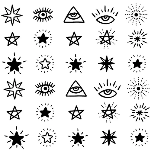 Miniatura 8 de Más de 50 hojas de tatuajes temporales pequeños geométricos pequeños para niños y adultos, pequeño símbolo de póquer, corazón estrella, tatuajes