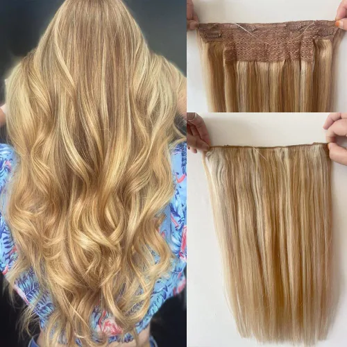 Miniatura 9 de Extensiones de cabello con alambre negro, extensiones de cabello balayage, extensiones de cabello con alambre de cabello humano, 14 pulgadas 70 g
