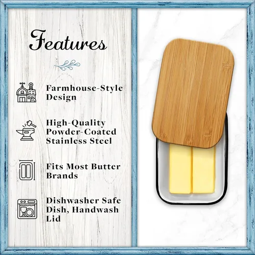 Miniatura 2 de Home Acre Designs - Mantequillera con tapa para decoración de hogar estilo granja, colección de cocina