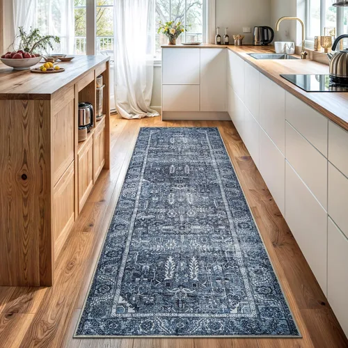 Miniatura 44 de Bloom Rugs - Alfombra lavable, antideslizante, de 1,83 x 2,74 m, color beige/blanco claro con borde tradicional, para sala de estar, dormitorio