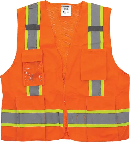 Chaleco de alta visibilidad naranja – ANSI CL2 – Chaleco de seguridad, chaleco reflectante para áreas de trabajo, construcción y alto tráfico