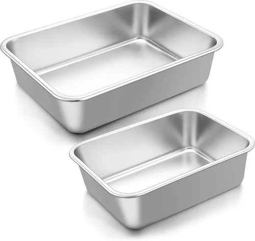 Miniatura 10 de Onader - Bandeja para lasaña profunda, rectangular de acero inoxidable de 10 x 8¼ pulgadas, bandeja para hornear de metal, apta para horno