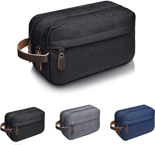 Neceser de viaje para hombre, impermeable, organizador de artículos de tocador con asa, kit de dopp, bolsa de afeitar, bolsas de almacenamiento de
