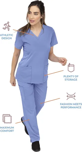 Miniatura 8 de SOULFUL SCRUBS Chloe 3002 para mujer, 2 bolsillos, cuello en V, ajuste regular, elegante camiseta médica para mujer