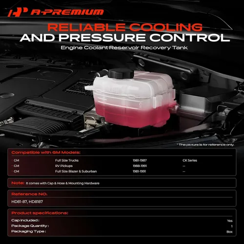 Miniatura 2 de A-Premium Tanque de depósito de recuperación de desbordamiento de refrigerante del motor [con tapa y tubería] Compatible con vehículos Chevrolet