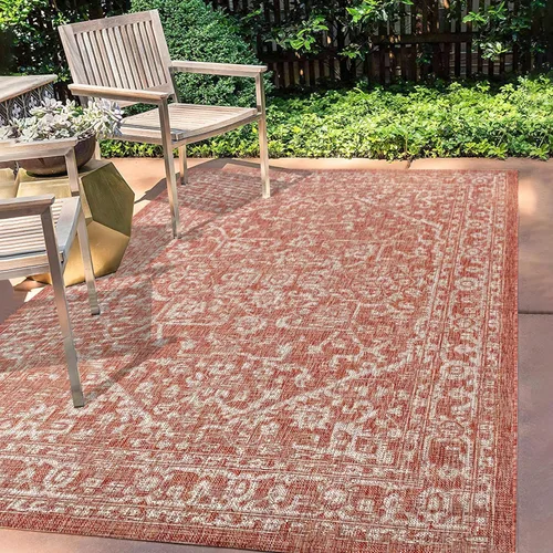 Miniatura 22 de Eyely BMS104D-28 Santa Monica Malta - Alfombra de pasillo con textura de medallón bohemio para interiores y exteriores, rústica, dormitorio, cocina