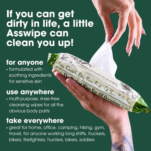 Miniatura 2 de Asswipes Toallitas desechables para adultos (paquete de 2, 90 toallitas) Toallitas de limpieza personal para el cuerpo, baño y glúteos para hombres