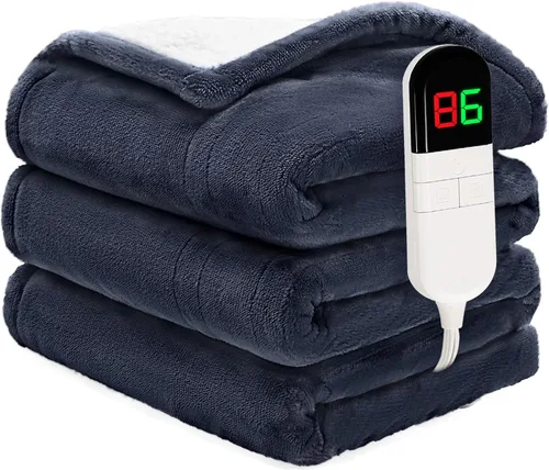 Miniatura 18 de Manta eléctrica individual de 62 x 84 pulgadas – Manta eléctrica suave y acogedora de primera calidad con 6 niveles de calefacción, manta Sherpa