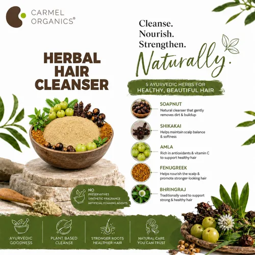 Miniatura 4 de CARMEL ORGANICS Limpiador de cabello a base de hierbas (8 onzas), mezcla única de soapnut, shikakai, amla y aloevera en polvo, 100% natural, sin