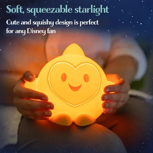 Miniatura 3 de Disney Wish Squishy Light, luz nocturna para niños, lámpara USB, funciona con pilas, regulable, luz de estrella ideal para dormitorio, sala