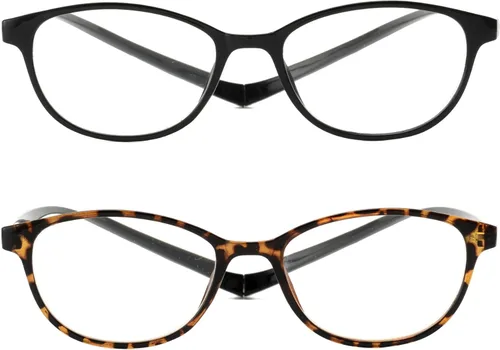 Miniatura 2 de JM Paquete de 2 lentes de lectura magnéticos para hombres y mujeres, cuello colgante, bloqueo de luz azul, para lectura de computadora, color negro