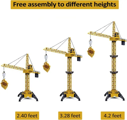 Miniatura 2 de KNACKTOYZ Grúa de juguete con control remoto de 6 canales para niños, grúa torre RC de 50.4 pulgadas con luces LED y sonidos, vehículos