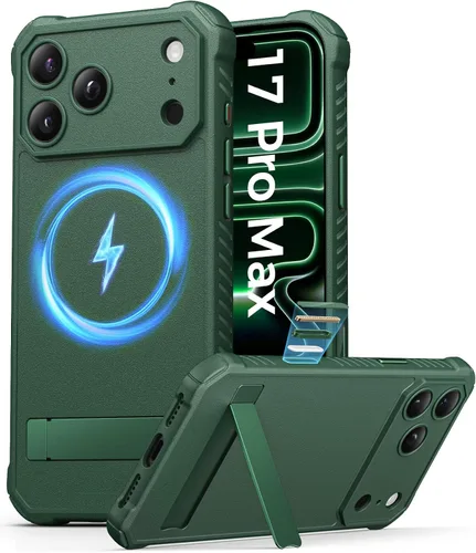 Miniatura 16 de ASAFCASE Funda magnética para iPhone 17 Pro Max, soporte integrado, compatible con MagSafe, protección contra caídas de grado militar, botón