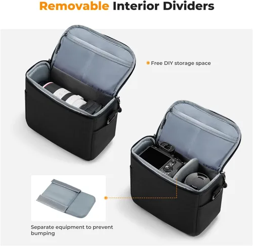 Miniatura 3 de K&F CONCEPT Bolsa bandolera pequeña para cámara DSLR/SLR/SLR/Bolsas de fotografía de hombro compactas para fotógrafos