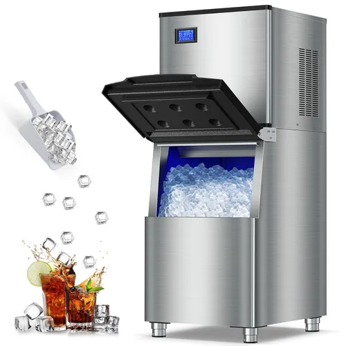 Miniatura 22 de Máquina comercial para hacer hielo en pepitas con contenedor de almacenamiento de 12 libras, 70 libras/24 horas de acero inoxidable debajo