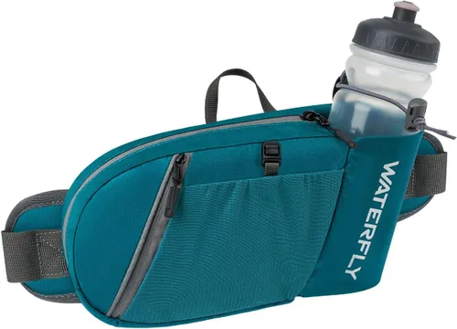 WATERFLY Cangurera con soporte para botella de agua: Riñonera de senderismo con correa para mujeres y hombres, paquete de hidratación para la cadera