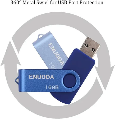 Miniatura 5 de Unidad flash de 16 GB, paquete de 5 unidades de pulgar ENUODA de 16 GB, diseño giratorio USB 2.0, memoria USB 2.0, unidad de bolígrafo para 16GB* 5