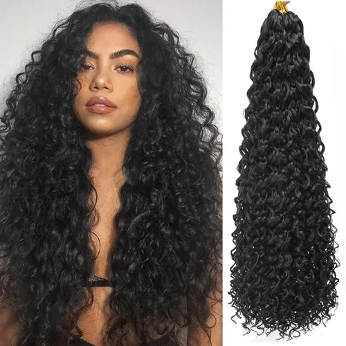 Miniatura 65 de 8 Paquetes de Cabello Rizado con Ganchillo GoGo, Cabello Rizado con Ganchillo para Mujeres Negras, Trenzado de Onda Profunda, Cabello Sintético