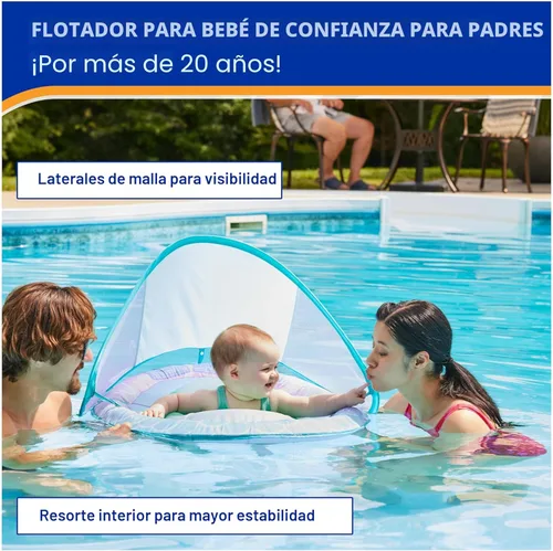 Miniatura 4 de SwimWays Baby Spring Float, Baby Pool Float with Canopy, Swim Training PFD, Swimming Pool Accessories for Babies and Toddlers 9-24 Months