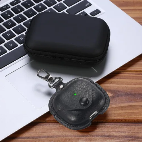 Miniatura 8 de Maxjoy Funda de cuero para AirPods 4, funda de cuero para AirPods de 4ª generación, funda protectora de cuero con llavero compatible con Apple Negro