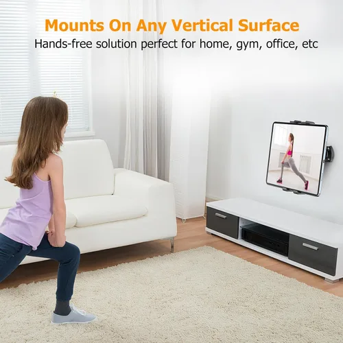Miniatura 3 de OHLPRO Soporte de pared para tableta, giratorio de 360°, ajustable, universal, soporte para iPad, para cocina, oficina, almacén, hogar, compatible