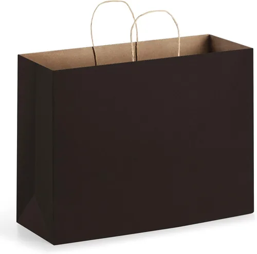 Eupako Bolsas de papel negras de 16 x 6 x 12 pulgadas, juego de 50, bolsas de regalo, bodas, cumpleaños, vacaciones, fiestas, baby showers, Navidad,