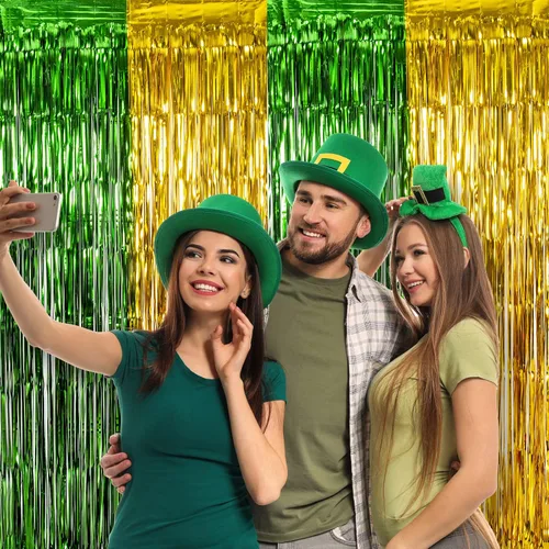 Miniatura 5 de LOLStar Cortinas de flecos de papel de aluminio para el Día de San Patricio, decoraciones de fiesta del día de San Patricio, 2 paquetes de 3.3 x 6.6