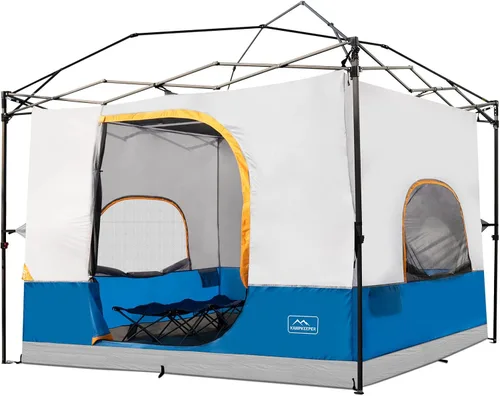 Miniatura 8 de KAMPKEEPER Tienda de campaña interior para toldo emergente, convierte el toldo de patas rectas de 10'x10' en una tienda de campaña–Techo Caqui