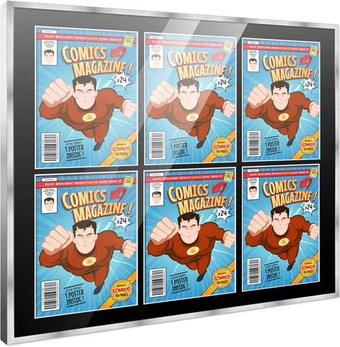 Miniatura 96 de Poster Palooza Marco de cómic con paspartú para 1 cómic de la Edad de Bronce publicado entre 1970 y 1985, marco de cómic negro para cómic de 7.25 x