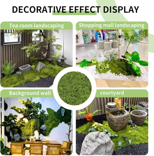 Miniatura 9 de Tapete de musgo verde artificial para decoración de pared de césped, 19.68 x 19.68 pulgadas, tapete de musgo natural preservado, hojas de musgo