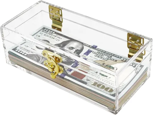 Miniatura 7 de Caja de Dinero de Acrílico con Cerradura en Negro, Portamonedas, Organizador de Efectivo, Bandeja de Monedas de Una Fila, Caja de Almacenamiento