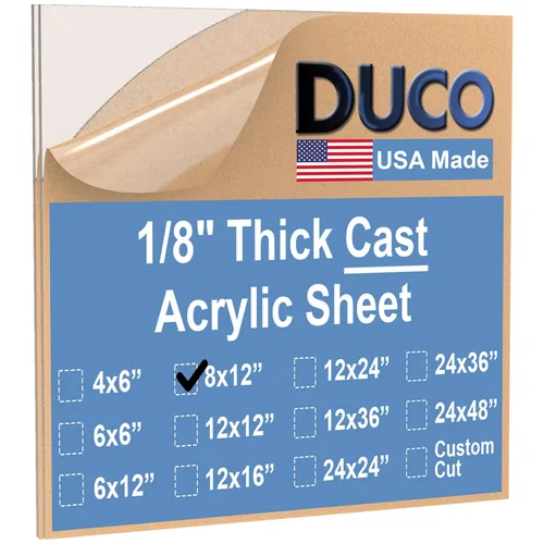 Miniatura 47 de Duco - Hoja de acrílico fundido transparente hecha en Estados Unidos, 1/8 de pulgada de grosor, 12 x 12 pulgadas, 1 paquete de láminas de plexiglás
