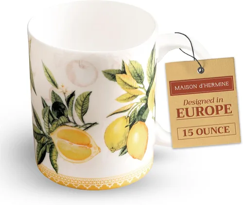 Miniatura 126 de Maison d' Hermine Taza de café con asas, tazas de porcelana fina de hueso, paquete de dos tazas de té para bebidas calientes, capuchino, latte, 015