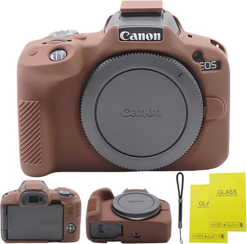 Miniatura 12 de EOS R50 - Funda protectora de silicona suave para cámara Canon EOS R50 EOSR50 Vlogging Camer, viene con 2 protectores de pantalla y 1 correa