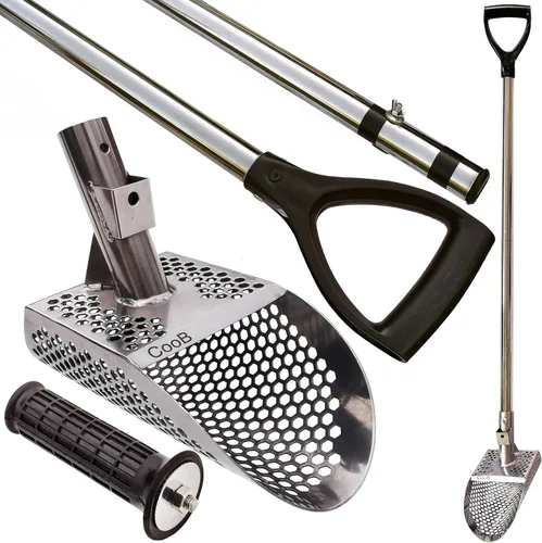 Miniatura 10 de CooB Juego de cuchara de arena para playa, herramienta de detección de metales, pala de acero inoxidable para detección de metales, palo de mango