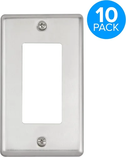 Miniatura 2 de Maxxima Paquete de 10 platos decorativos de pared de 1 banda, acero inoxidable, tamaño estándar (paquete de 10)