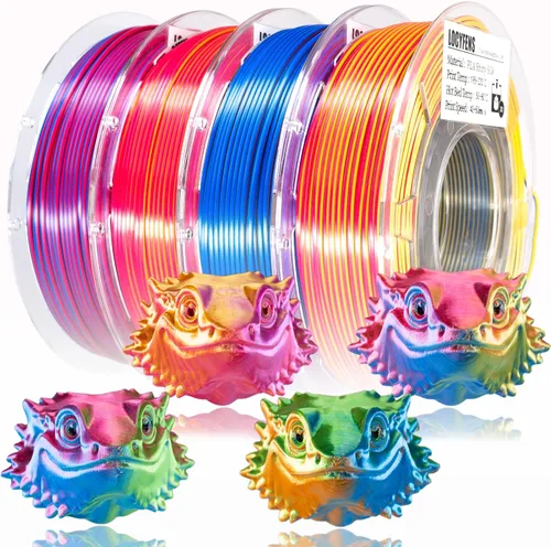 Filamento de impresora 3D PLA, arcoíris 3 en 1, filamento PLA de 1.75mm +/-0.02mm, filamento sedoso de impresión de alta velocidad de tres colores,