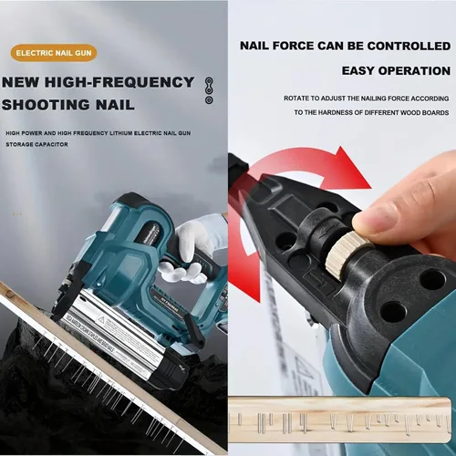 Miniatura 3 de Clavadora inalámbrica de clavos brad de 2 pulgadas compatible con batería Makita de 18V, pistola de clavos y grapas 2 en 1 18GA con 1000 clavos