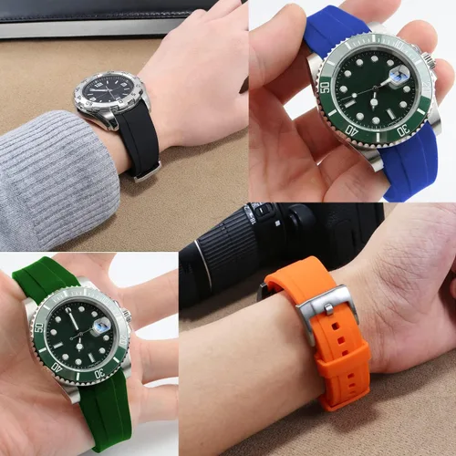 Miniatura 6 de YISIWERA Correa de reloj de silicona de alta calidad con extremos curvados universales de goma para hombres y mujeres de 0.709in, 0.787in, 0.866in