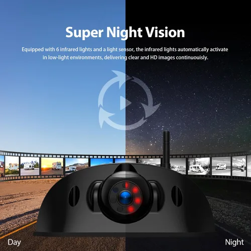 Miniatura 6 de ZEROXCLUB 1080P 7" Sistema de cámara de respaldo inalámbrica para RV, compatible con Furrion pre-cableado para RV, camión, remolque, monitor DVR