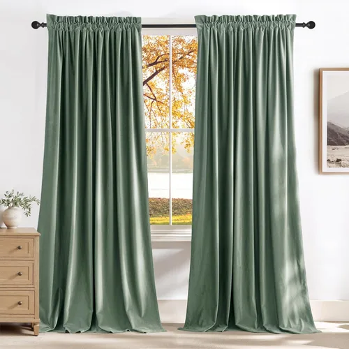 Miniatura 139 de NICETOWN Cortinas opacas de terciopelo extralargas negras de 120 pulgadas de largo para telón de fondo, cortinas de terciopelo con aislamiento Serie