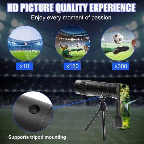 Miniatura 2 de Telescopio militar 10-300x40 – Monoculares para adultos de alta potencia, telescopio monocular compacto para caza, observación de estrellas