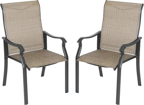 Miniatura 14 de Juego de 2 sillas de comedor de aluminio fundido para exteriores, juego de sillas de bistró para patio con reposabrazos, sillas de comedor