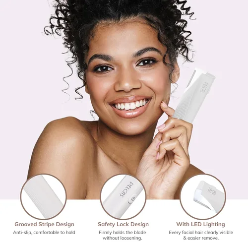Miniatura 6 de PELCAS Herramienta eléctrica de dermaplaning para cara con luz LED, mini kit de maquinilla de afeitar de dermaplaning facial, sin dolor de 3 Blanco