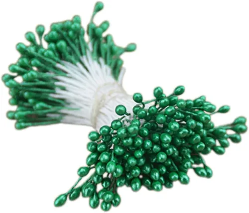 Miniatura 17 de QueenBox® 900 piezas de estambres de flores de doble cabeza de 0.118 pulgadas, Pistilo floral de perlas artificiales para bricolaje, ramo de flores
