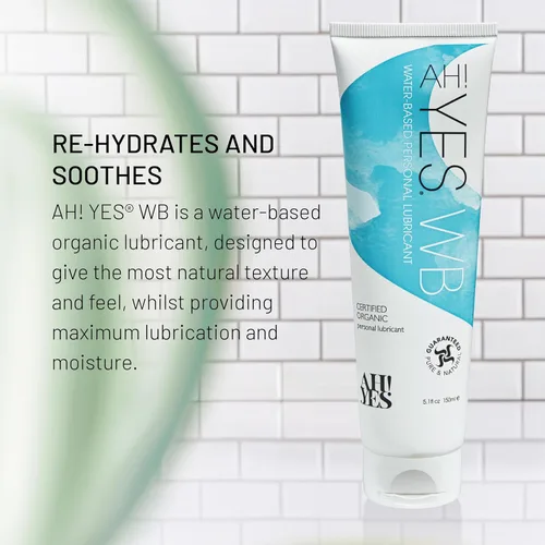 Miniatura 3 de AH! YES WB Lubricante a base de agua, lubricante a base de agua intensamente hidratante, certificado orgánico, fabricado sin hormonas ni glicerina